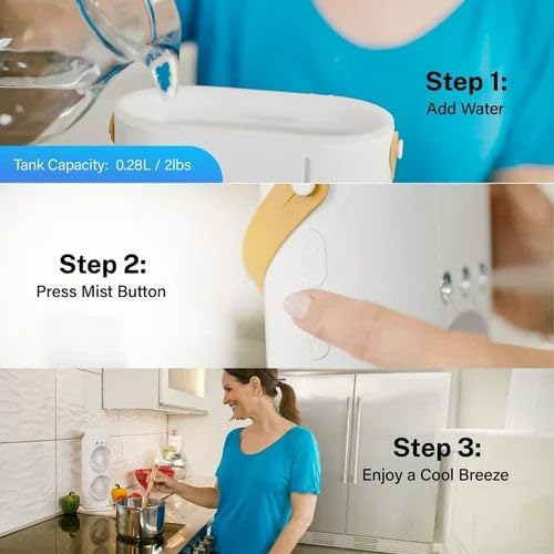 RT Portable Dual Fan Mist Cooler | Rechargeable BLDC Air Circulator with 3 Mist Modes, 90° Oscillation & 180° Rotation | Indoor Outdoor USB Cooling Fan with Water Tank for Home, Kitchen, Travel - Image 3