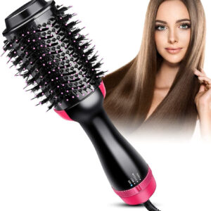 Hot Air Brush For Hair Hair Dryer For Woman Hair Straightening Brush Curler Professional 4 In 1 Volumizer Blow Drying for All Hairstyle Curling & Styling | Smooth, Frizz-Free Shine with Advanced Ionic Technology Pink