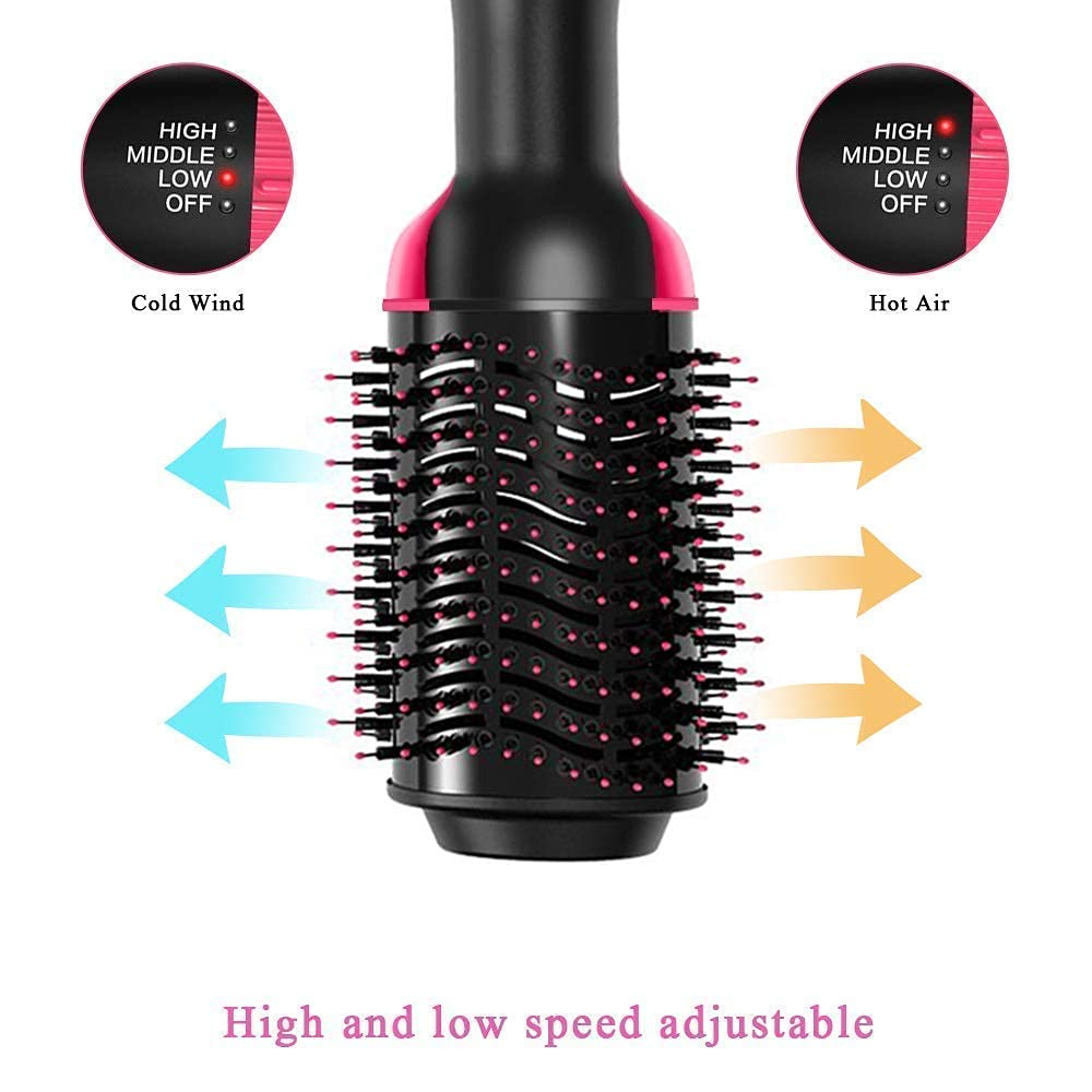 Hot Air Brush For Hair Hair Dryer For Woman Hair Straightening Brush Curler Professional 4 In 1 Volumizer Blow Drying for All Hairstyle Curling & Styling | Smooth, Frizz-Free Shine with Advanced Ionic Technology Pink - Image 5