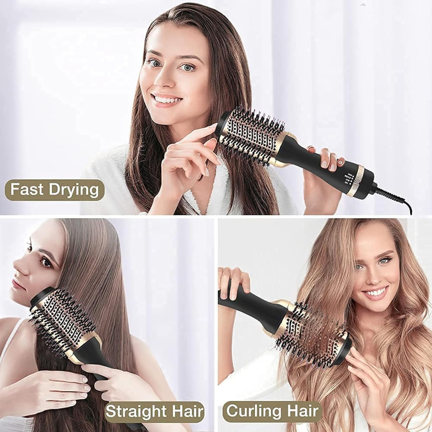 Hot Air Brush For Hair Hair Dryer For Woman Hair Straightening Brush Curler Professional 4 In 1 Volumizer Blow Drying for All Hairstyle Curling & Styling | Smooth, Frizz-Free Shine with Advanced Ionic Technology Pink - Image 12