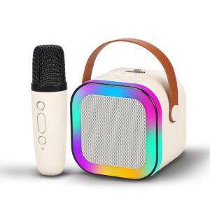 Rechargeable Karaoke Mic with Speaker for Singing | Wireless Mini Portable Bluetooth Speaker with Microphone & LED Lights | Cute Birthday Gift for Kids Musical Toys for Boys, Girls and Adults