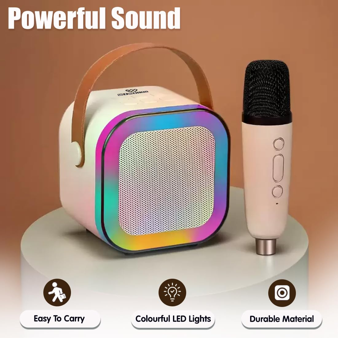Rechargeable Karaoke Mic with Speaker for Singing | Wireless Mini Portable Bluetooth Speaker with Microphone & LED Lights | Cute Birthday Gift for Kids Musical Toys for Boys, Girls and Adults - Image 6