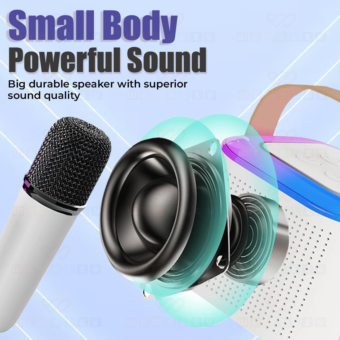 Rechargeable Karaoke Mic with Speaker for Singing | Wireless Mini Portable Bluetooth Speaker with Microphone & LED Lights | Cute Birthday Gift for Kids Musical Toys for Boys, Girls and Adults - Image 12