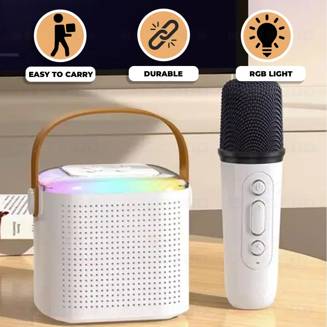Rechargeable Karaoke Mic with Speaker for Singing | Wireless Mini Portable Bluetooth Speaker with Microphone & LED Lights | Cute Birthday Gift for Kids Musical Toys for Boys, Girls and Adults - Image 16