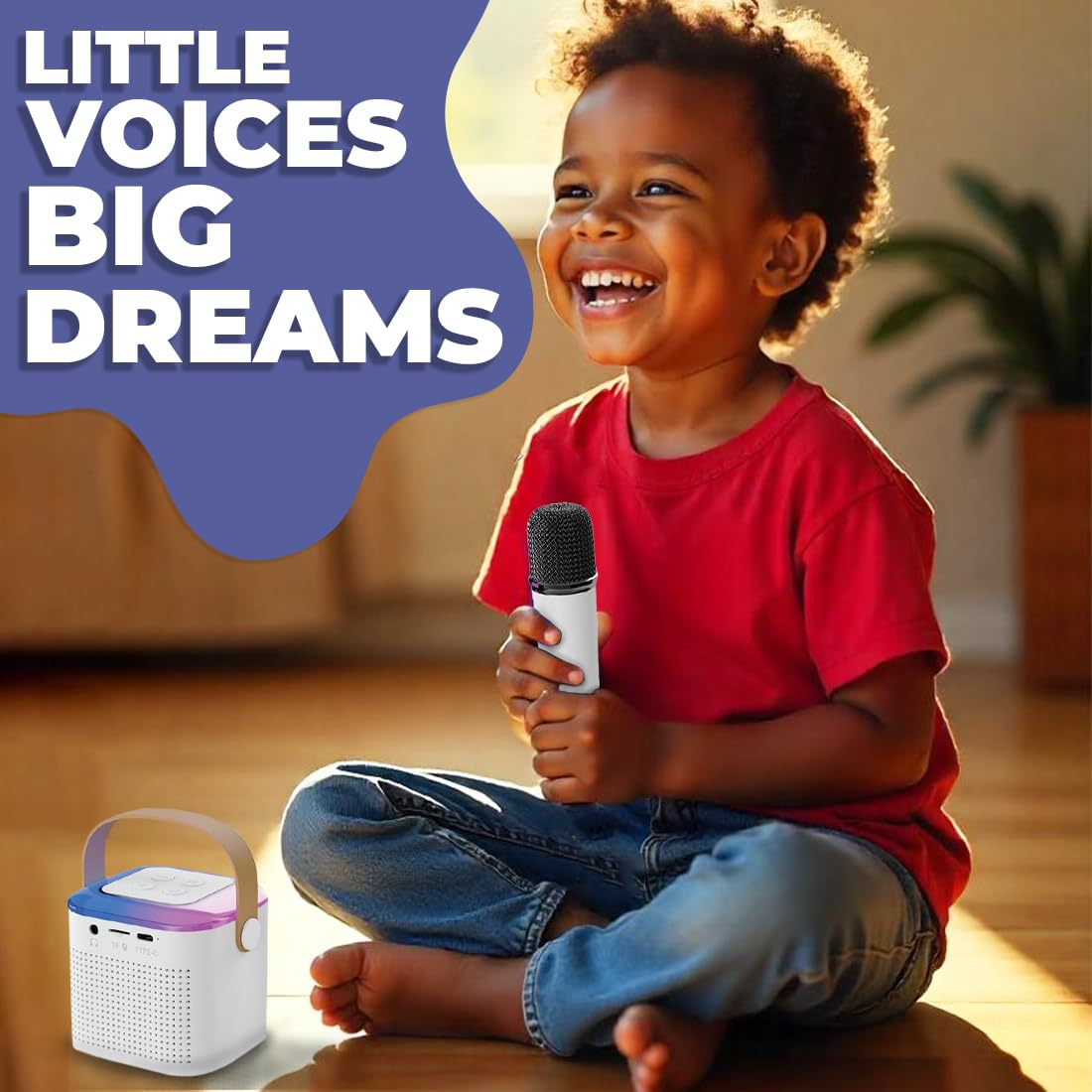 Rechargeable Karaoke Mic with Speaker for Singing | Wireless Mini Portable Bluetooth Speaker with Microphone & LED Lights | Cute Birthday Gift for Kids Musical Toys for Boys, Girls and Adults - Image 17