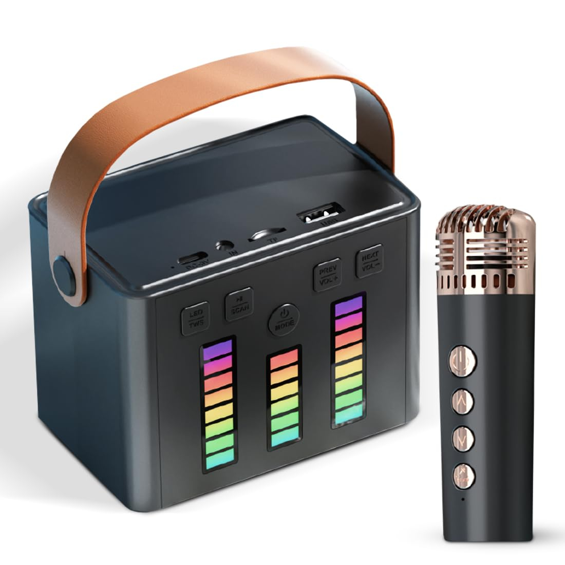 Rechargeable Karaoke Mic with Speaker for Singing | Wireless Mini Portable Bluetooth Speaker with Microphone & LED Lights | Cute Birthday Gift for Kids Musical Toys for Boys, Girls and Adults - Image 18