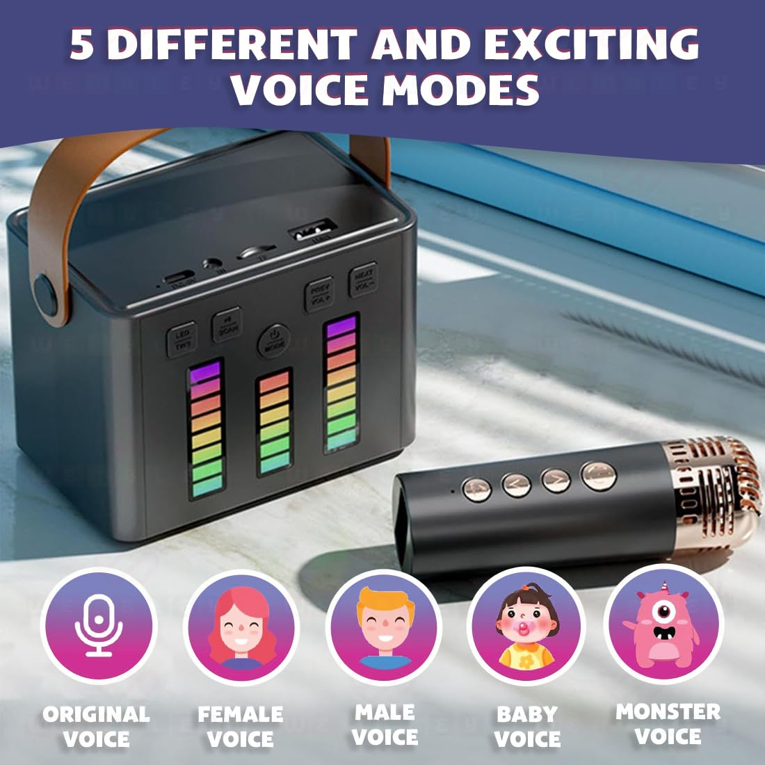 Rechargeable Karaoke Mic with Speaker for Singing | Wireless Mini Portable Bluetooth Speaker with Microphone & LED Lights | Cute Birthday Gift for Kids Musical Toys for Boys, Girls and Adults - Image 23