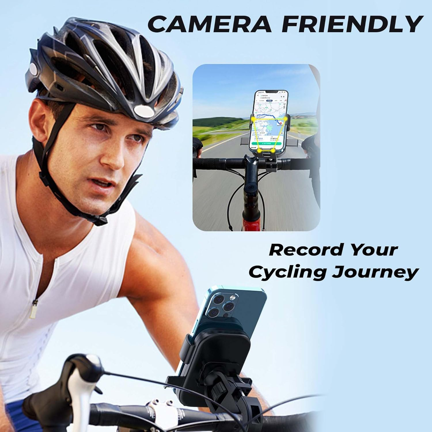 Kratos Mobile Holder for Bike with One-Touch Lock, 360° Rotating Adjustable Phone Mount for Bike Handlebar, Heavy Duty Shockproof Mobile Stand for Motorcycles, Universal Anti-Slip Bike Mobile Holder - Image 2