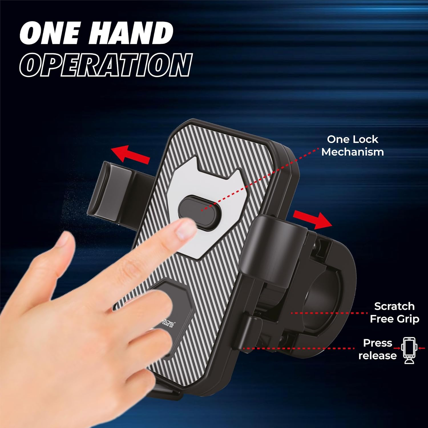 Kratos Mobile Holder for Bike with One-Touch Lock, 360° Rotating Adjustable Phone Mount for Bike Handlebar, Heavy Duty Shockproof Mobile Stand for Motorcycles, Universal Anti-Slip Bike Mobile Holder - Image 6