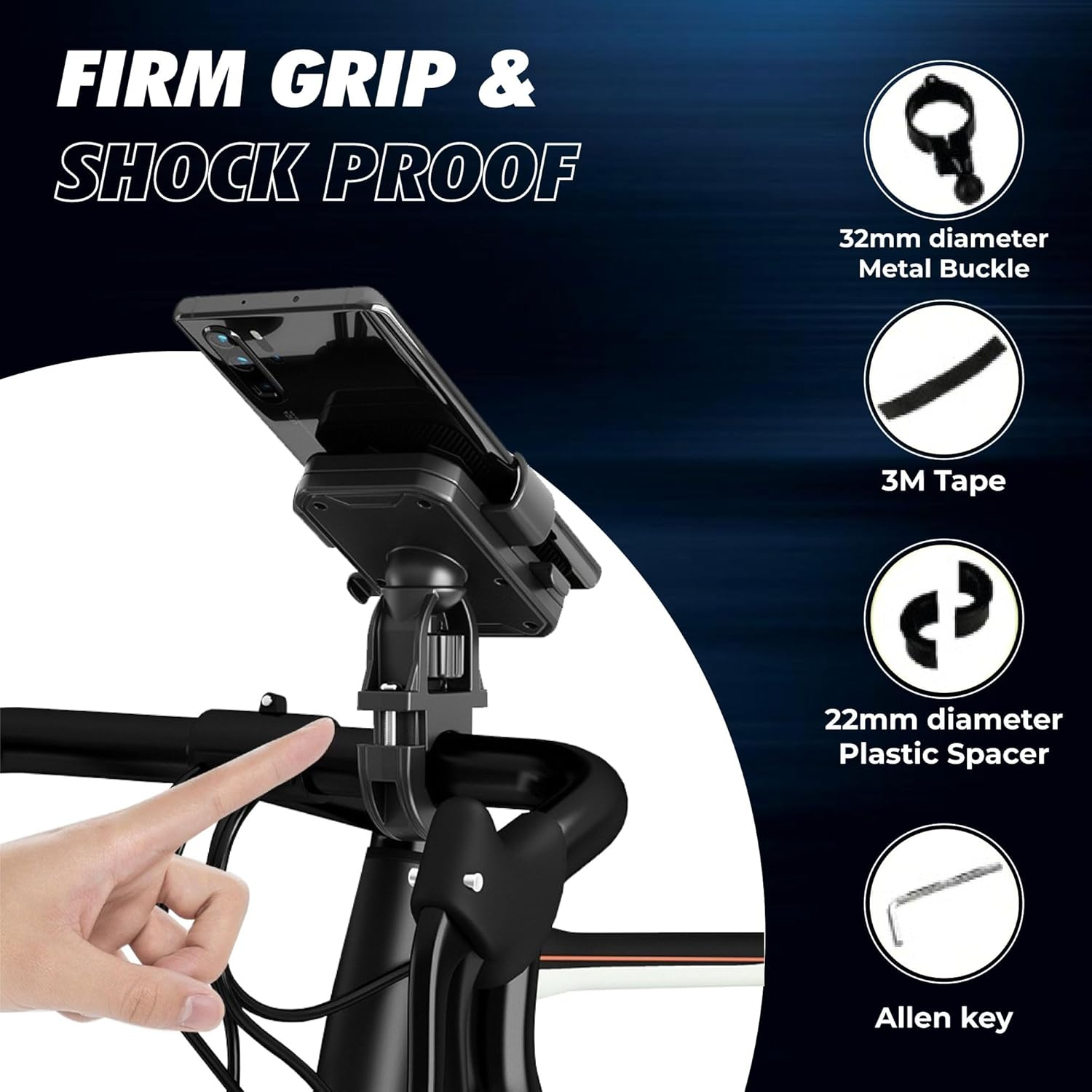 Kratos Mobile Holder for Bike with One-Touch Lock, 360° Rotating Adjustable Phone Mount for Bike Handlebar, Heavy Duty Shockproof Mobile Stand for Motorcycles, Universal Anti-Slip Bike Mobile Holder - Image 7