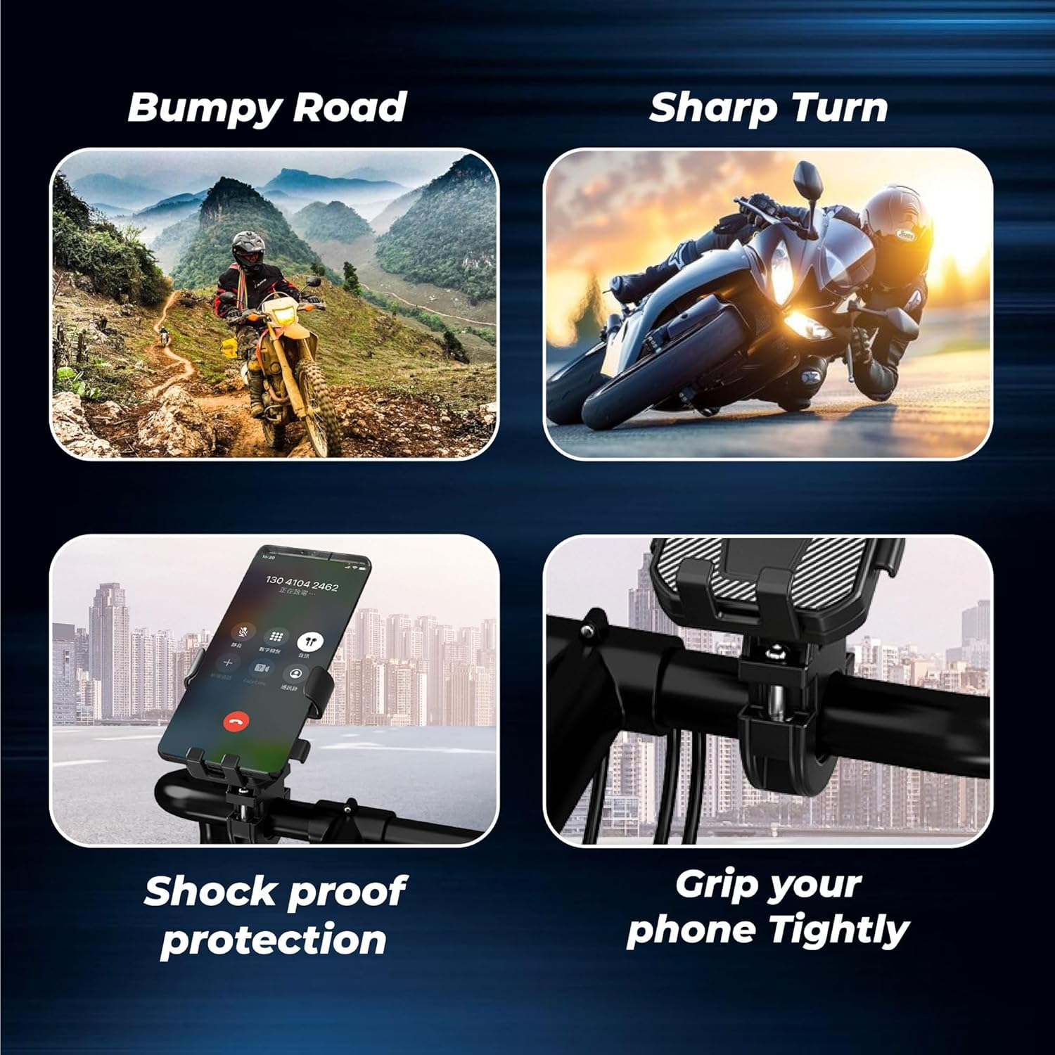 Kratos Mobile Holder for Bike with One-Touch Lock, 360° Rotating Adjustable Phone Mount for Bike Handlebar, Heavy Duty Shockproof Mobile Stand for Motorcycles, Universal Anti-Slip Bike Mobile Holder - Image 8