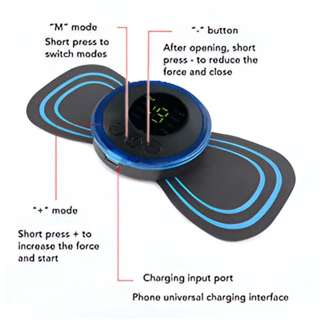 Full Body Massager Machine for Pain Relief, Butterfly Rechargeable Massager for Wireless EMS Machine, Vibration, Mini Massage Stick For Neck, Back, Shoulder, Leg With 8 Modes & 19 Strength 1pc - Image 5