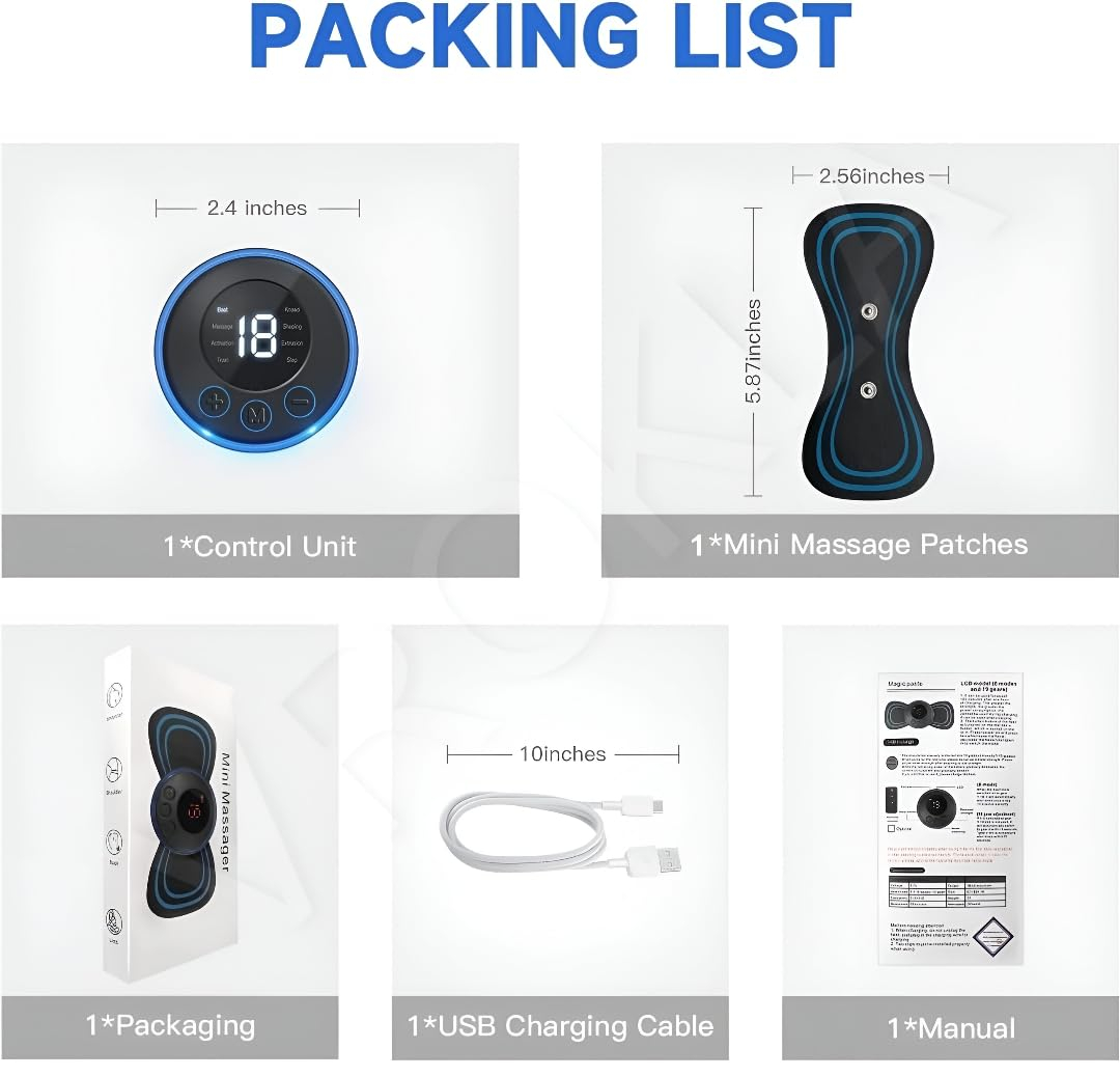 Full Body Massager Machine for Pain Relief, Butterfly Rechargeable Massager for Wireless EMS Machine, Vibration, Mini Massage Stick For Neck, Back, Shoulder, Leg With 8 Modes & 19 Strength 1pc - Image 6