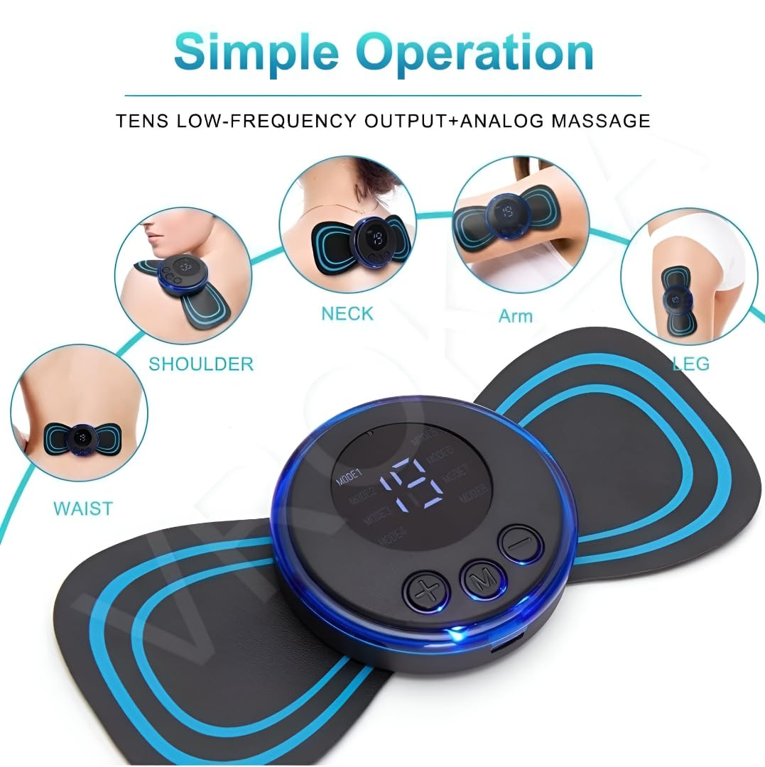 Full Body Massager Machine for Pain Relief, Butterfly Rechargeable Massager for Wireless EMS Machine, Vibration, Mini Massage Stick For Neck, Back, Shoulder, Leg With 8 Modes & 19 Strength 1pc - Image 7