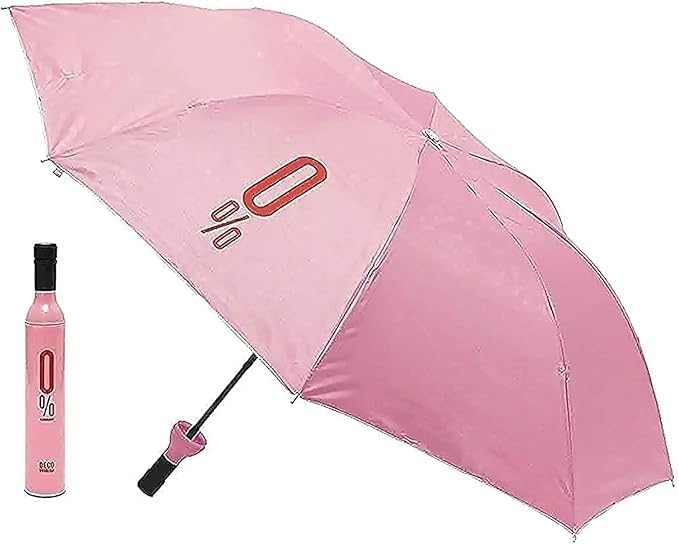 Folding Umbrella in Wine Bottle Case – Compact Travel Umbrella | Windproof, UV Protection – Ideal for Gifts, Outdoor, Car, Office, Pocket (Pink)