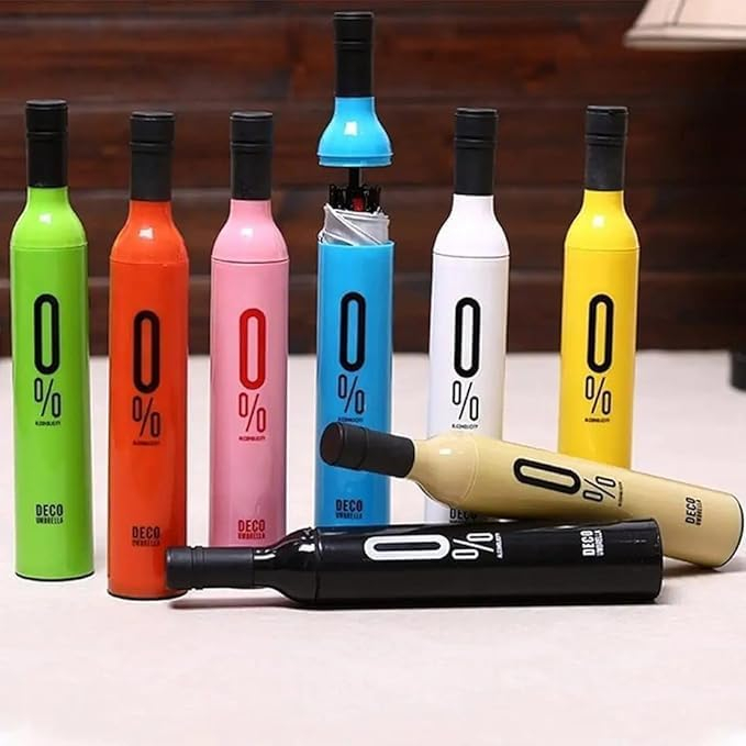 Folding Umbrella in Wine Bottle Case – Compact Travel Umbrella | Windproof, UV Protection – Ideal for Gifts, Outdoor, Car, Office, Pocket (Pink) - Image 3