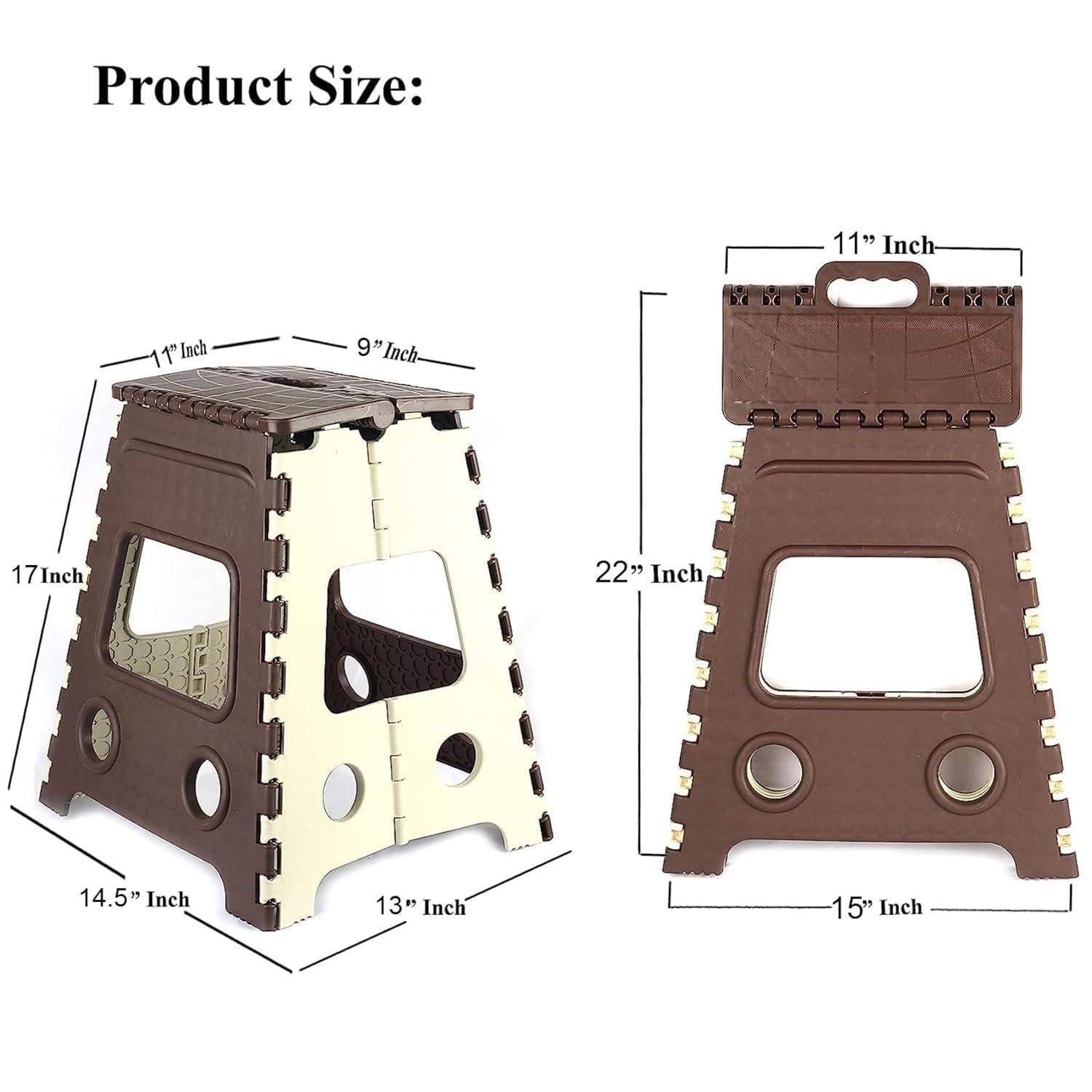 18 Inches Super Strong Folding Step Stool for Adults and Kids, Kitchen Stepping Stools, Garden Step Stool Kitchen Stool (Brown,Beige) - Image 3