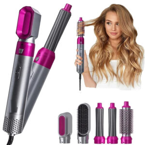 5 in 1 Hot Air Brush Hair Dryer | 1000W Heating Hair Dryer | Multifunctional Styling for All Hair Types, 3 Heat Levels Hot Air Brush 5 in 1 Hair Styling Tool-Plump Blow Drying Brush with Detachable Head for Straightening, Curling and Drying( Multicolour )