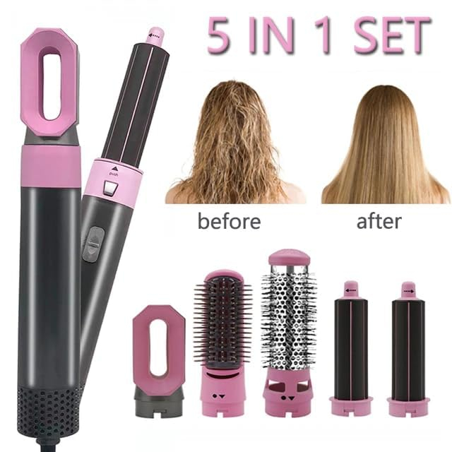 5 in 1 Hot Air Brush Hair Dryer | 1000W Heating Hair Dryer | Multifunctional Styling for All Hair Types, 3 Heat Levels Hot Air Brush 5 in 1 Hair Styling Tool-Plump Blow Drying Brush with Detachable Head for Straightening, Curling and Drying( Multicolour ) - Image 4