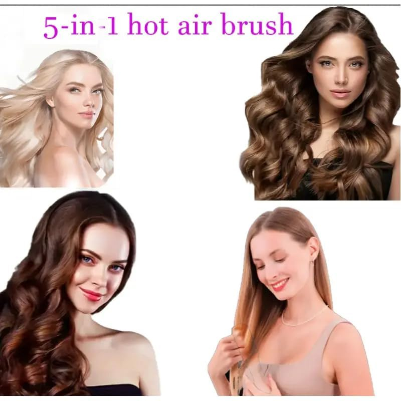 5 in 1 Hot Air Brush Hair Dryer | 1000W Heating Hair Dryer | Multifunctional Styling for All Hair Types, 3 Heat Levels Hot Air Brush 5 in 1 Hair Styling Tool-Plump Blow Drying Brush with Detachable Head for Straightening, Curling and Drying( Multicolour ) - Image 6