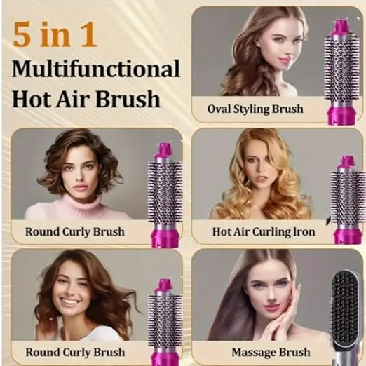 5 in 1 Hot Air Brush Hair Dryer | 1000W Heating Hair Dryer | Multifunctional Styling for All Hair Types, 3 Heat Levels Hot Air Brush 5 in 1 Hair Styling Tool-Plump Blow Drying Brush with Detachable Head for Straightening, Curling and Drying( Multicolour ) - Image 7