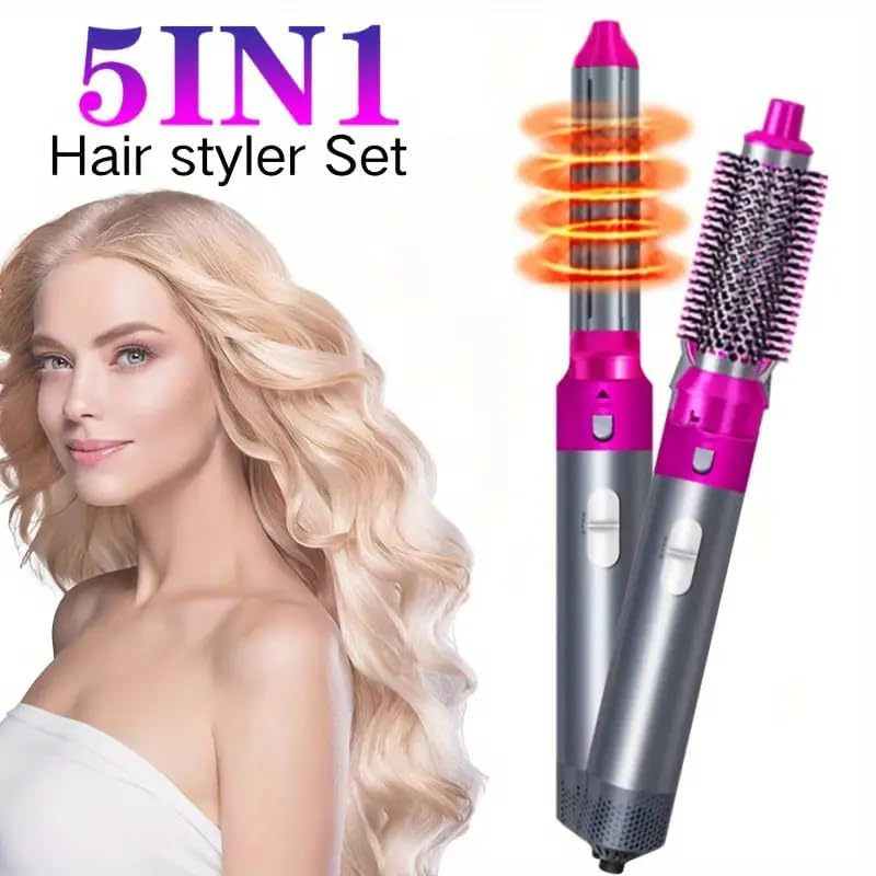 5 in 1 Hot Air Brush Hair Dryer | 1000W Heating Hair Dryer | Multifunctional Styling for All Hair Types, 3 Heat Levels Hot Air Brush 5 in 1 Hair Styling Tool-Plump Blow Drying Brush with Detachable Head for Straightening, Curling and Drying( Multicolour ) - Image 9