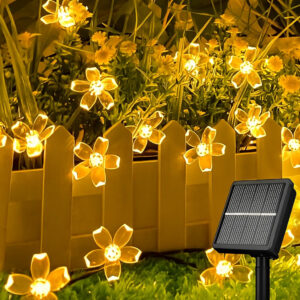 75 Flower LED Fairy String Solar Silicon Flower 10 Meter Waterproof 8 Mode Outdoor/Indoor Waterproof Solar Powered Led String Light, Decorations for Garden Yard Balcony (Warmwhite)