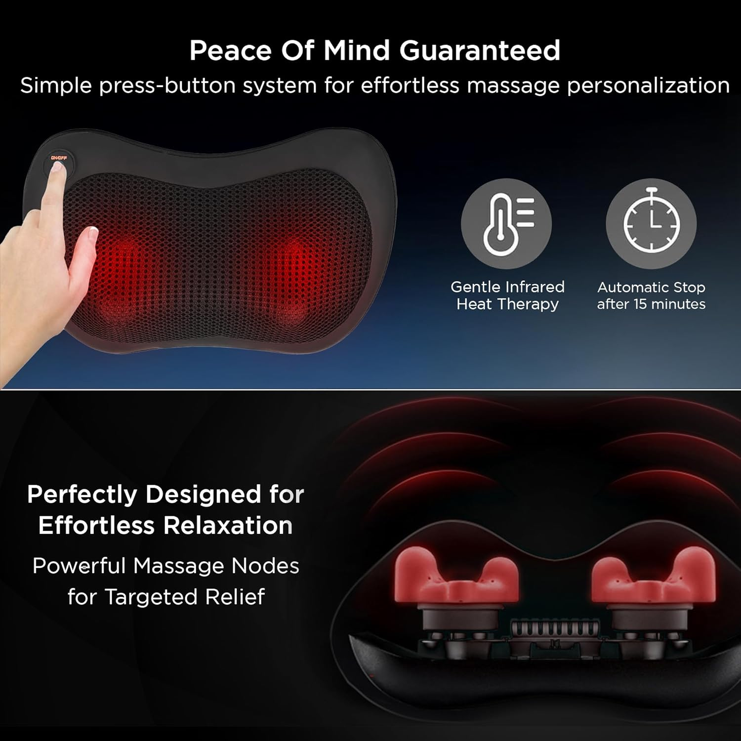 Dr Physio USA Electric Shiatsu Cushion for Full Body Neck Massager Machine (Black) - Image 4