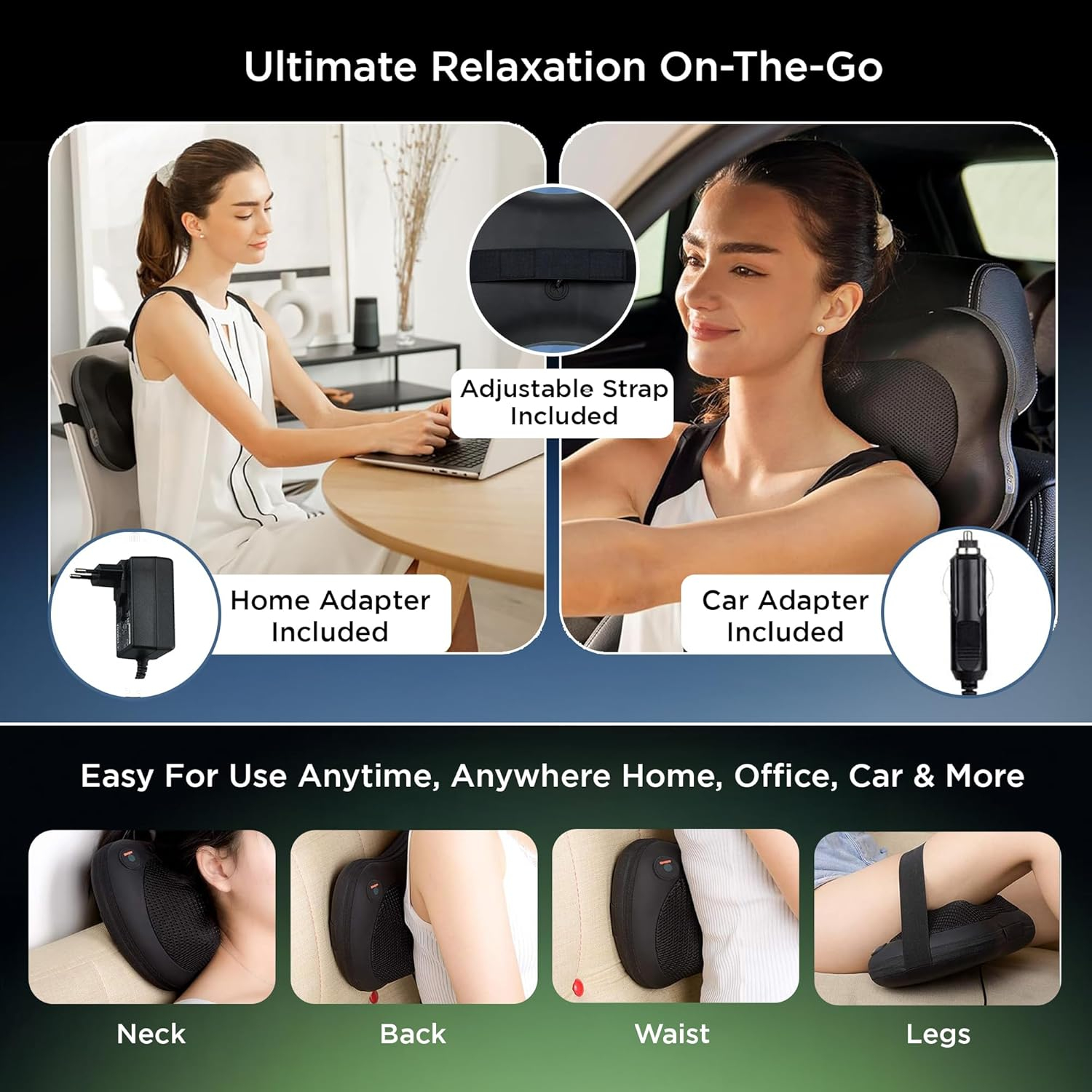 Dr Physio USA Electric Shiatsu Cushion for Full Body Neck Massager Machine (Black) - Image 5