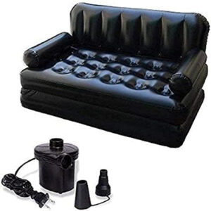Air Sofa 5 In 1 Inflatable Air Sofa Bed Multi-Functional Black Couch with Free Electric Pump 3 Seater Queen King Size Versatile Sofa Cum Air Folding Bed Recliner Sofa Bed & More – Portable & Durable