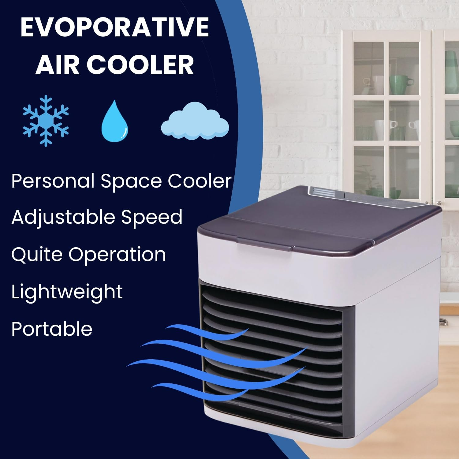 Mini Arctic Cooler Air Ultra AC 2X Better Evaporative Cooling, 3 Speed Compact Portable Air Humidifier for Personal Space, LED Night Light Advanced Technology for Bedroom, Office, Hall, Kitchen - Image 4