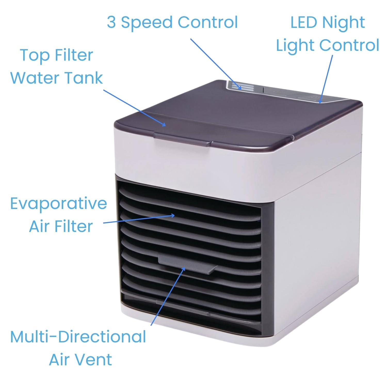 Mini Arctic Cooler Air Ultra AC 2X Better Evaporative Cooling, 3 Speed Compact Portable Air Humidifier for Personal Space, LED Night Light Advanced Technology for Bedroom, Office, Hall, Kitchen - Image 6
