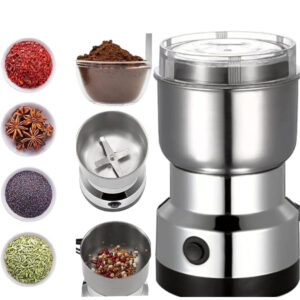 Stainless Steel Multifunctional Electric Grinder & Coffee Maker - Mini Spice, Coffee, and Masala Grinder for Beans, Nuts, and Grains - Household Mixer Grinder (Silver)