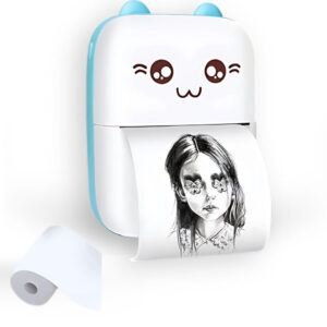 Toy Imagine Mini Portable Thermal Printer – Bluetooth Wireless Photo & Label Printer for Kids with 1 Paper Roll – 57mm Black & White Pocket Printer for Mobile, School, Stickers (Assorted)