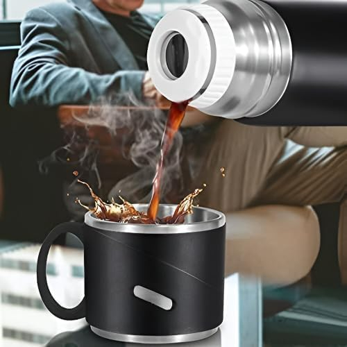 Double Wall Stainless Steel Bottle 500ml Vacuum Insulated Bottle Water Flask Gift Set with Two Cups Hot & Cold (Multicolor) - Image 9