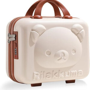 Vanity Case for Women – Hard Shell Cosmetic Travel Bag | Portable Makeup Box | Small Suitcase Style Organizer for Travel, Waterproof & Lightweight-Beige-Pack of 1