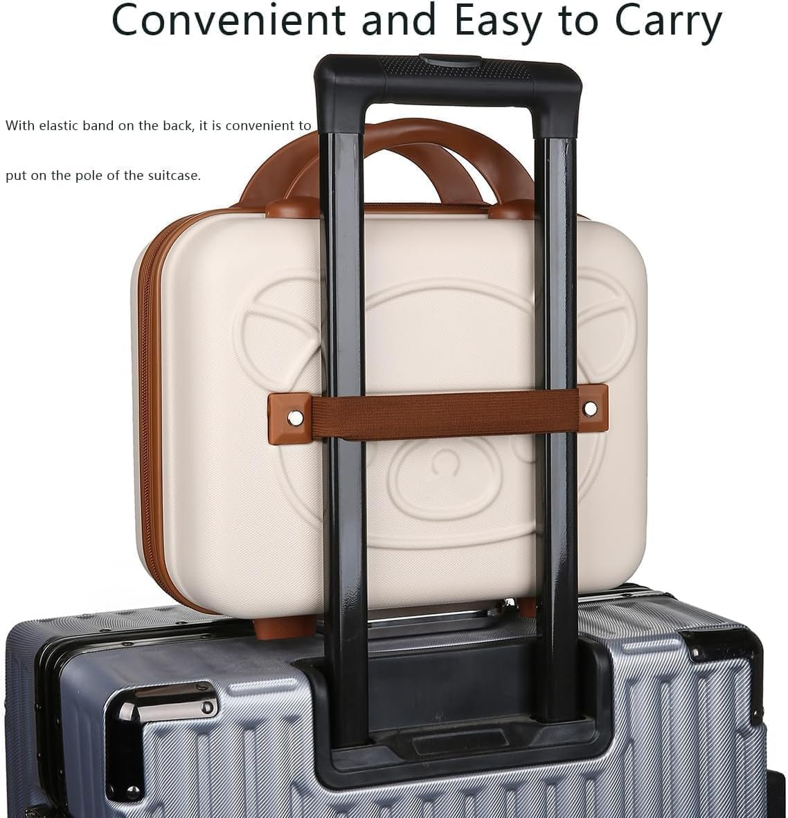 Vanity Case for Women – Hard Shell Cosmetic Travel Bag | Portable Makeup Box | Small Suitcase Style Organizer for Travel, Waterproof & Lightweight-Beige-Pack of 1 - Image 6