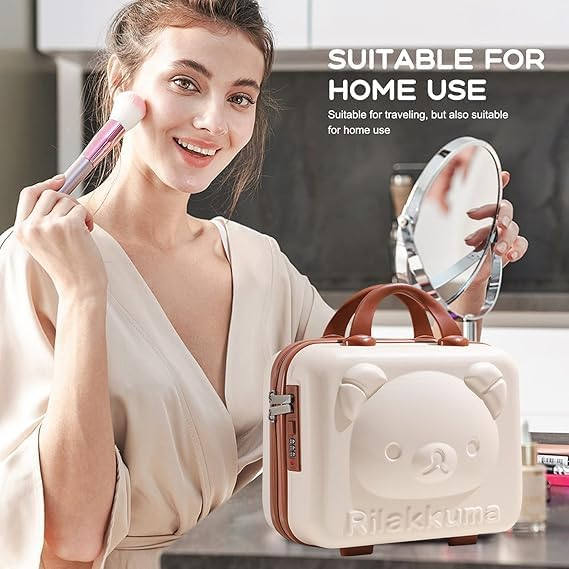 Vanity Case for Women – Hard Shell Cosmetic Travel Bag | Portable Makeup Box | Small Suitcase Style Organizer for Travel, Waterproof & Lightweight-Beige-Pack of 1 - Image 7
