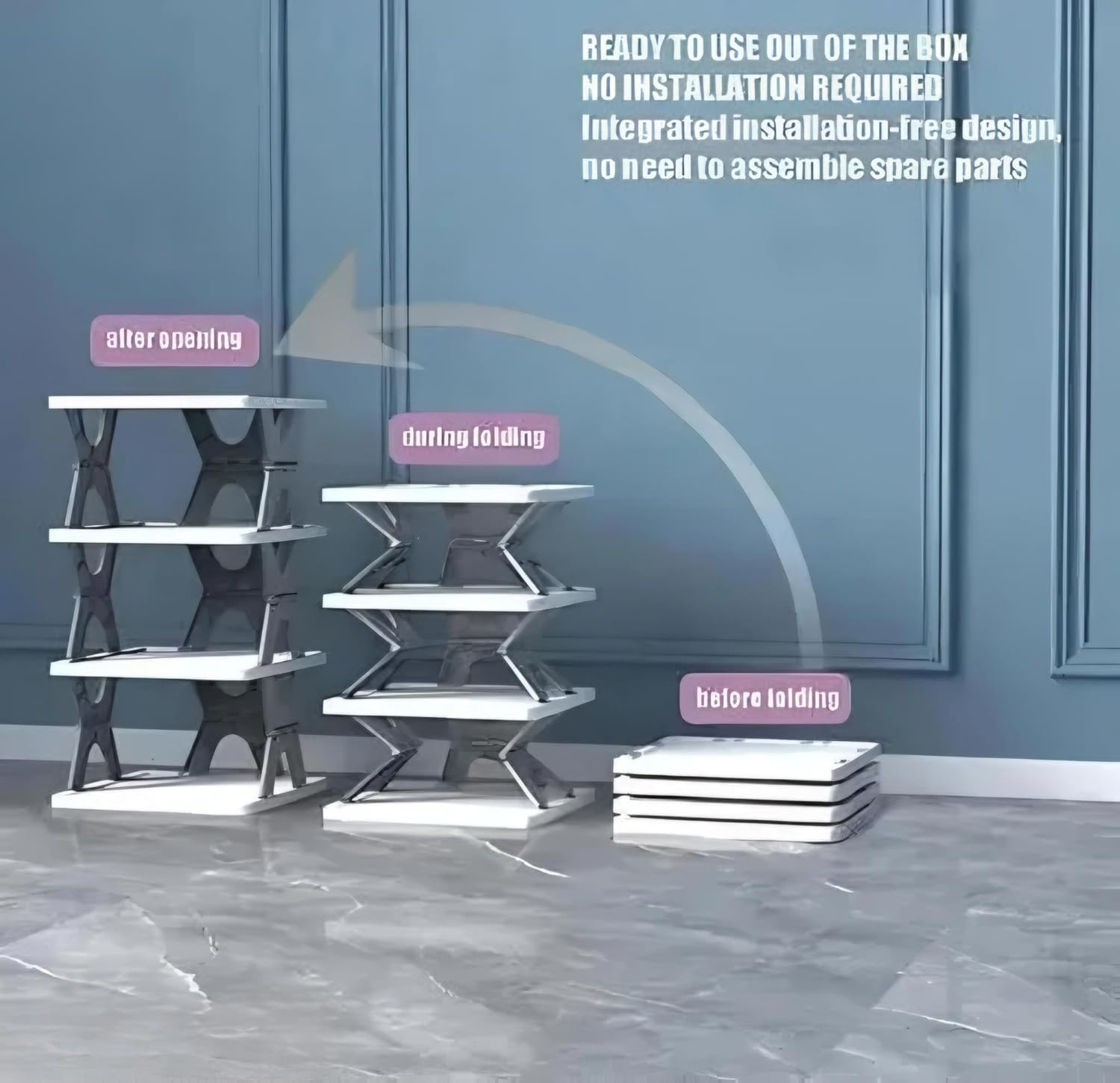 5-Layer Plastic Shoe Rack for Home – Stackable & Adjustable Shoe Organizer Shelf | Space-Saving Foldable Stand with Book & Shoe Storage Slots (Green, Medium, 5) (Green, Medium, 5) - Image 6